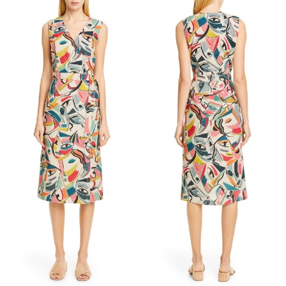 Lafayette 148 New York Dresses & Skirts - Lafayette 148 New York Pammie Abstract Linen Wrap Dress Size 12